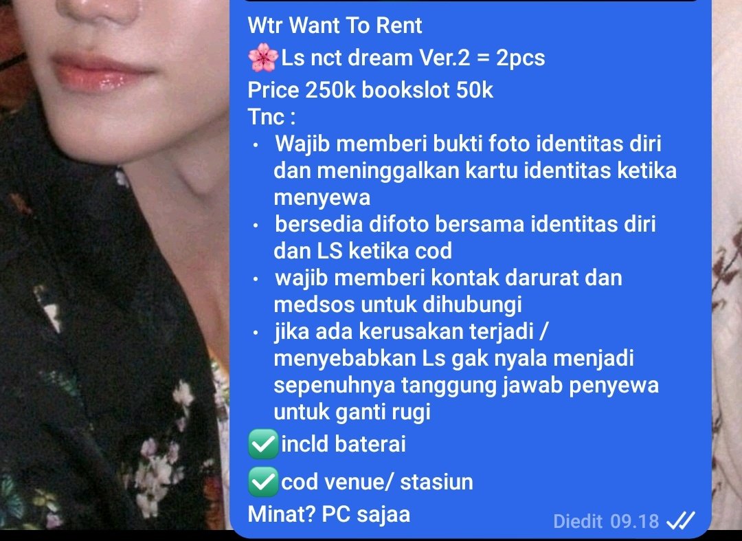 WTR Want To Rent 
☆ Lighstick NCT DREAM Ver.2 untuk NCT JNJM Fameeting Tour Duality in Jakarta ☆
Tnc dipict yaa
Feel free buat tanya2 silahkan komen sjaa🥰🥰