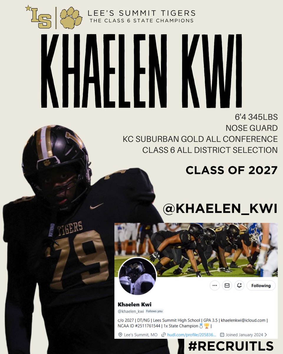 recruitLSFB's tweet photo. 2027 Khaelen Kwi 6β4 345lbs
Nose Tackle
All Conference & All District Performer
545 Squat - 605 Dead Lift - 300 Bench
Athletic - Long - Great Feet - Strong
Anchors the A/B Gap - Unmovable
Carrying 2 Offers
@khaelen_kwi #TheWall
#RecruitLS https://t.co/mwULJdYQgv