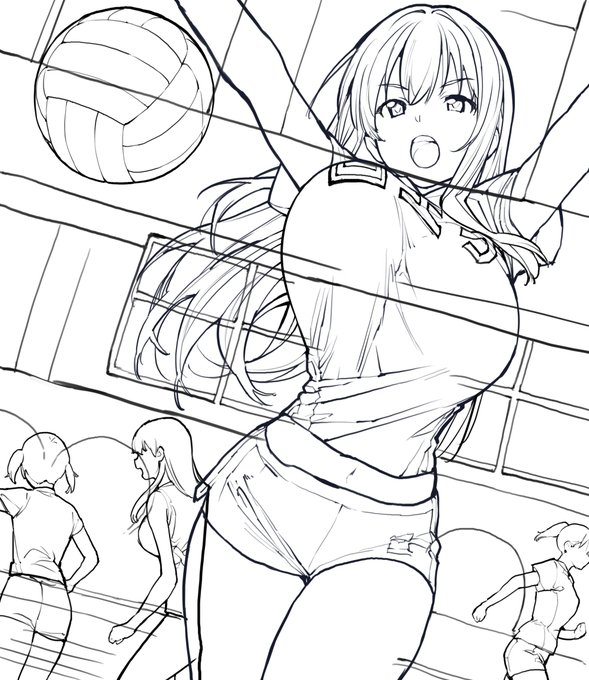 あさくらチャレンジ17話 進捗4 詩乃崎小夜子、扉絵カット下最終線画 😊 #akmki 