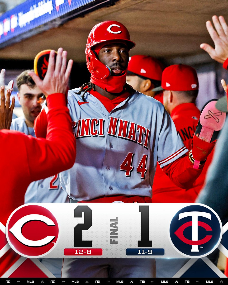 MLB's tweet image. The @Reds move to an MLB-best 9-0 in games decided by two runs or fewer!