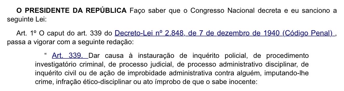 O <a href="/JunitoMBL/">Junito ⬛️🟨⬜️</a>, uma pauta boa é aumentar o mínimo para pelo menos 5 anos e o máximo para 12 ou mais. Aí conforme as consequências da denúncia, aumenta-se em X. Não é o ideal, mas já dá pra prender em semi-aberto como garantido com a mínima de cinco anos.