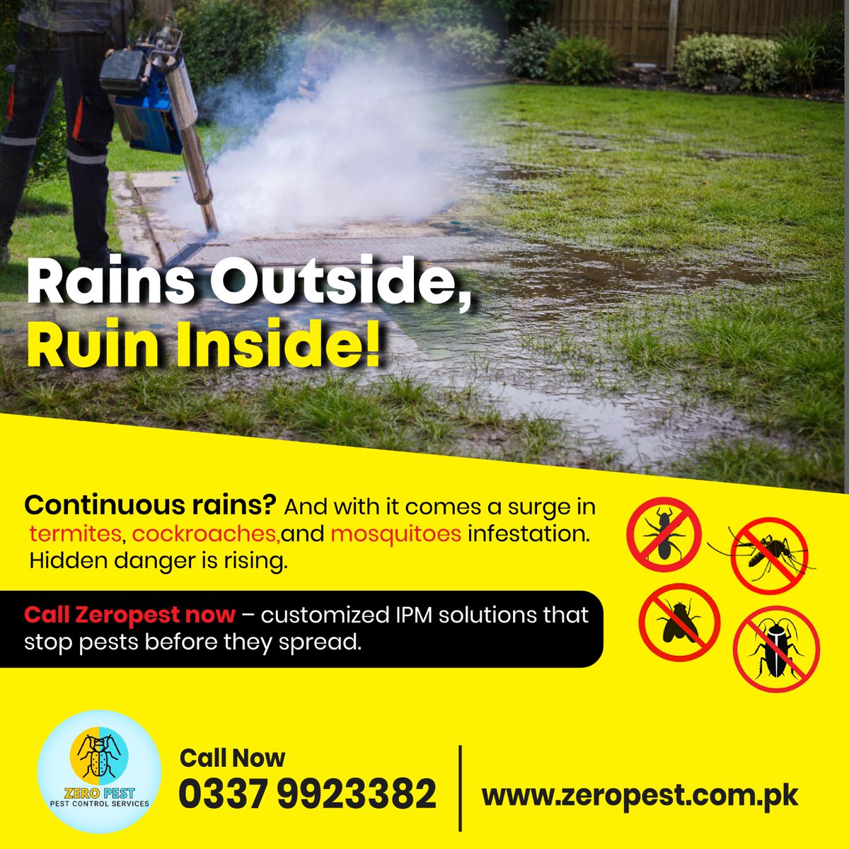 Zeropest395221's tweet image. ⚠ Don’t wait for pests to take over
✔ Increased risk of termites, cockroaches &amp;amp; mosquitoes
✔ Moisture creates the perfect breeding environment
✔ Hidden infestations grow fast during the rainy season
#PestControl #RainySeason #TermiteControl #MosquitoControl #CockroachControl