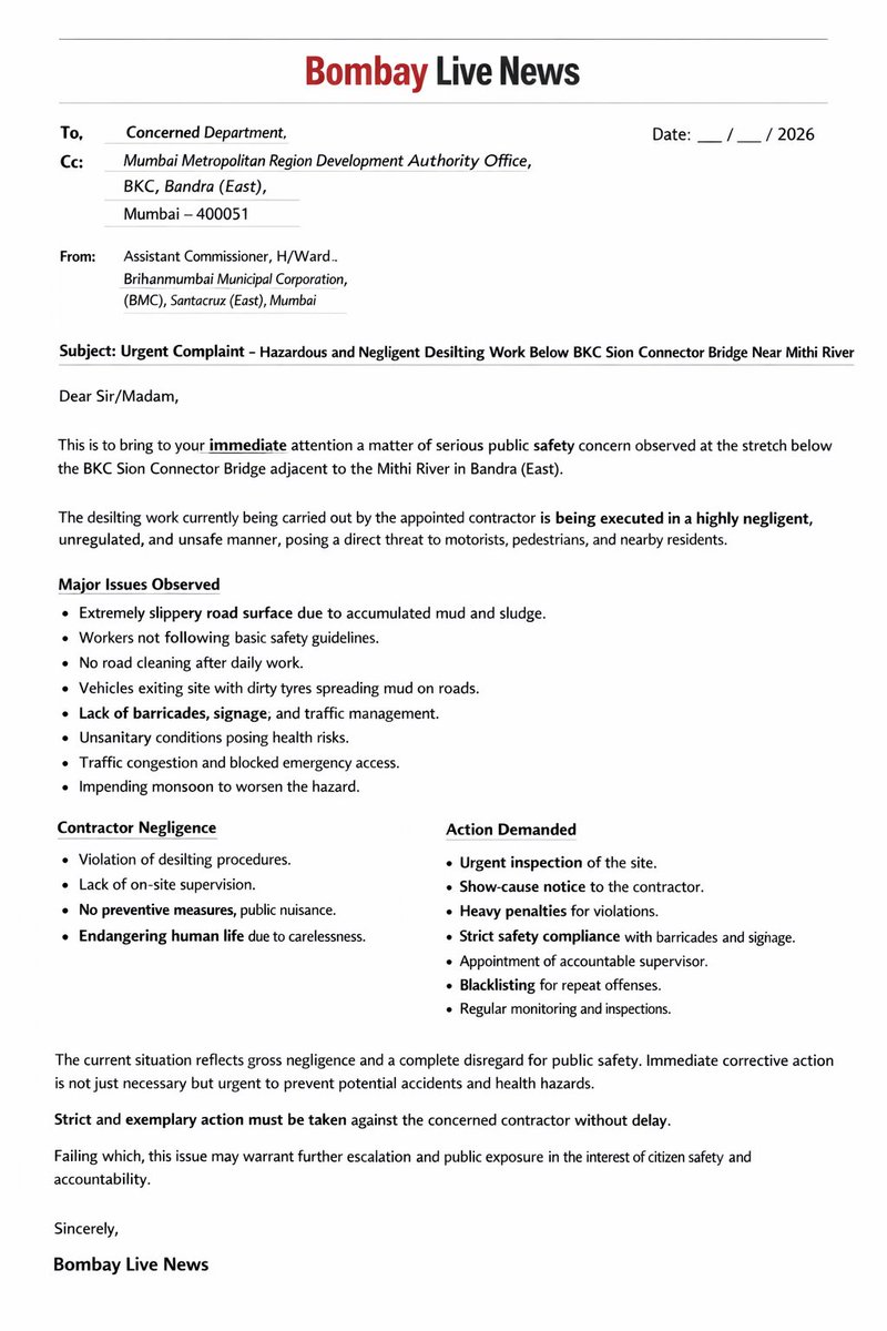 bombay_live's tweet image. Gross negligence at BKC Sion Connector! Desilting work has turned roads into mud traps—no cleaning, no safety, high accident risk. Are authorities waiting for a tragedy? Immediate action needed. #BKC #Mumbai #PublicSafety @mybmc @MMRDAOfficial @mybmcWardHE