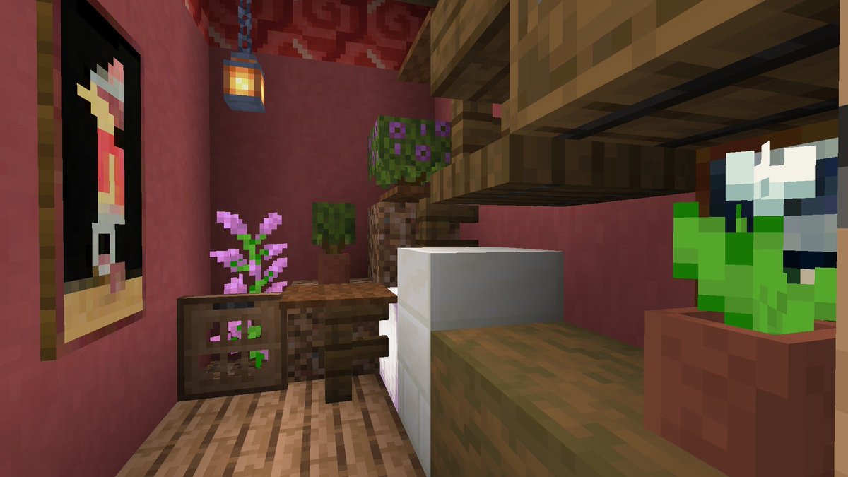 AOI2023Min's tweet image. 激せま内装、赤い部屋

#BE街サバ
#Minecraft