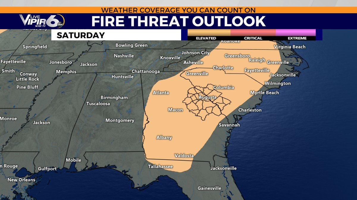 millerhyattwx's tweet image. One more day of this spring heat wave! I am forecasting a high 92 in Augusta on Saturday. This will break the record of 91 degrees set back in 1896. On top of that, the air will remain very dry, keeping fire danger elevated.  #Augusta #gawx #scwx