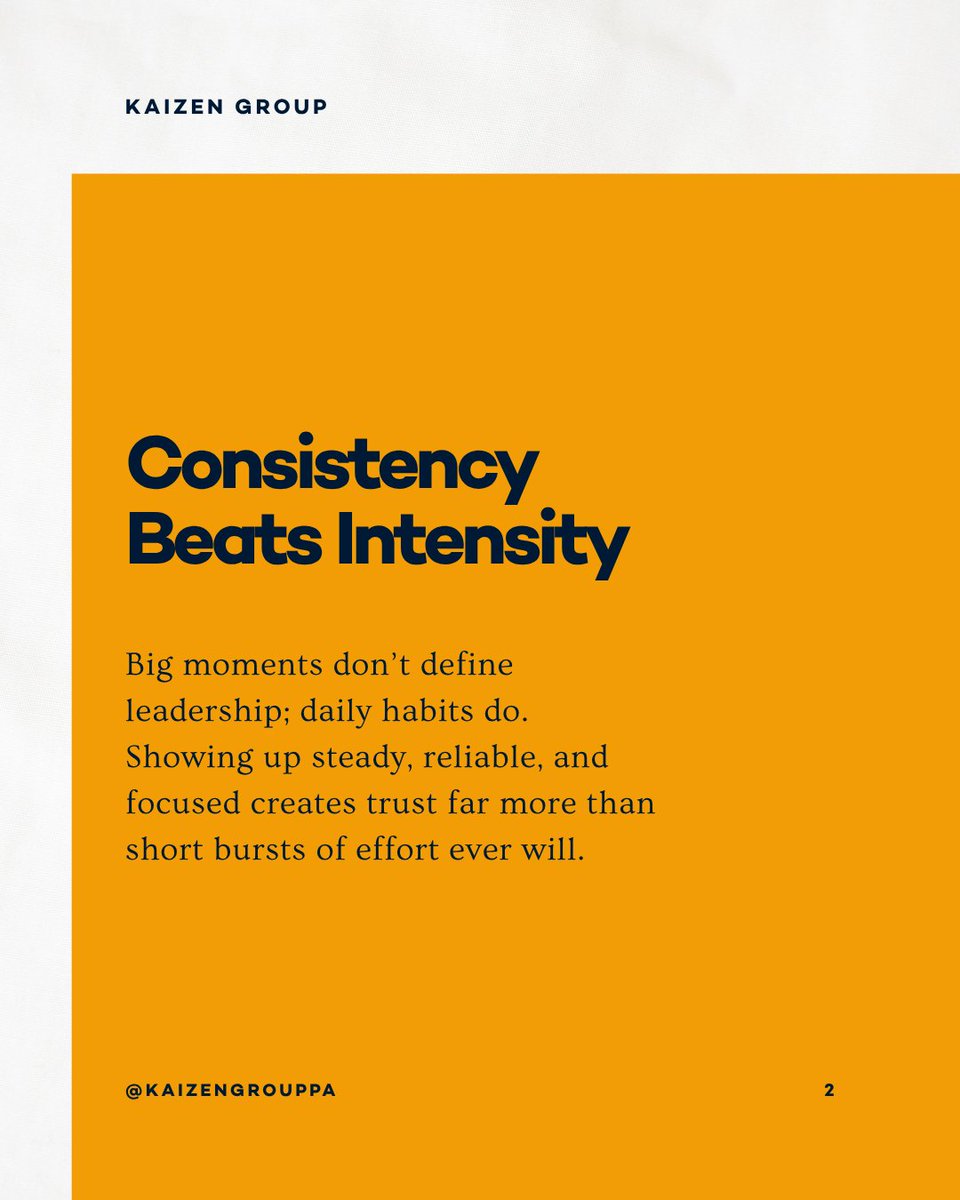 kaizengrouppa's tweet image. These two principles are simple, but they set the tone for how others see you and how quickly you grow into the role. Swipe through and take what applies as you continue building your standard. 👏
-
#leadershiptips #workethic #ownership