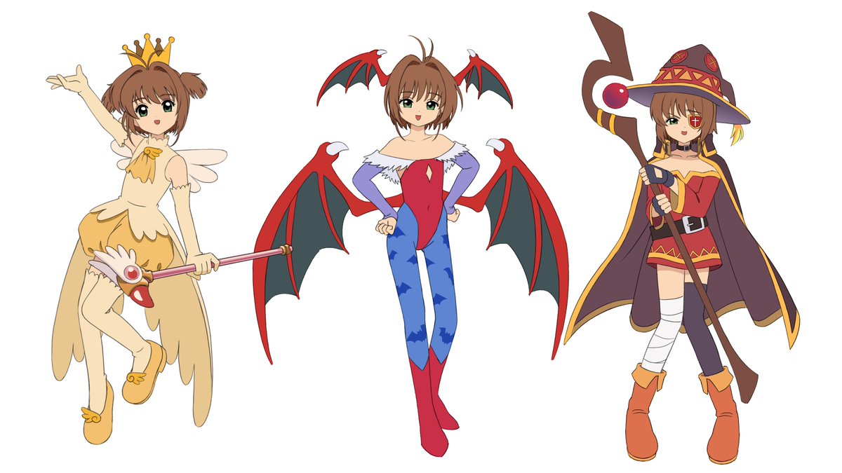 landie_art's tweet image. Sakura in different outfits
#cardcaptorsakura #darkstalkers #konosuba