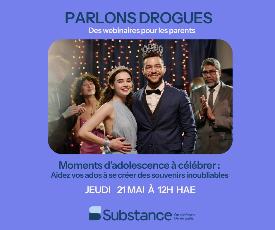 Le bal approche! Vous voulez aider votre ado à célébrer en toute sécurité?  Participez à notre webinaire pour des conseils sur la discussion autour des fêtes, de la sécurité et de la consommation.
👉 Inscrivez-vous : ow.ly/UHEu50YLfoh
