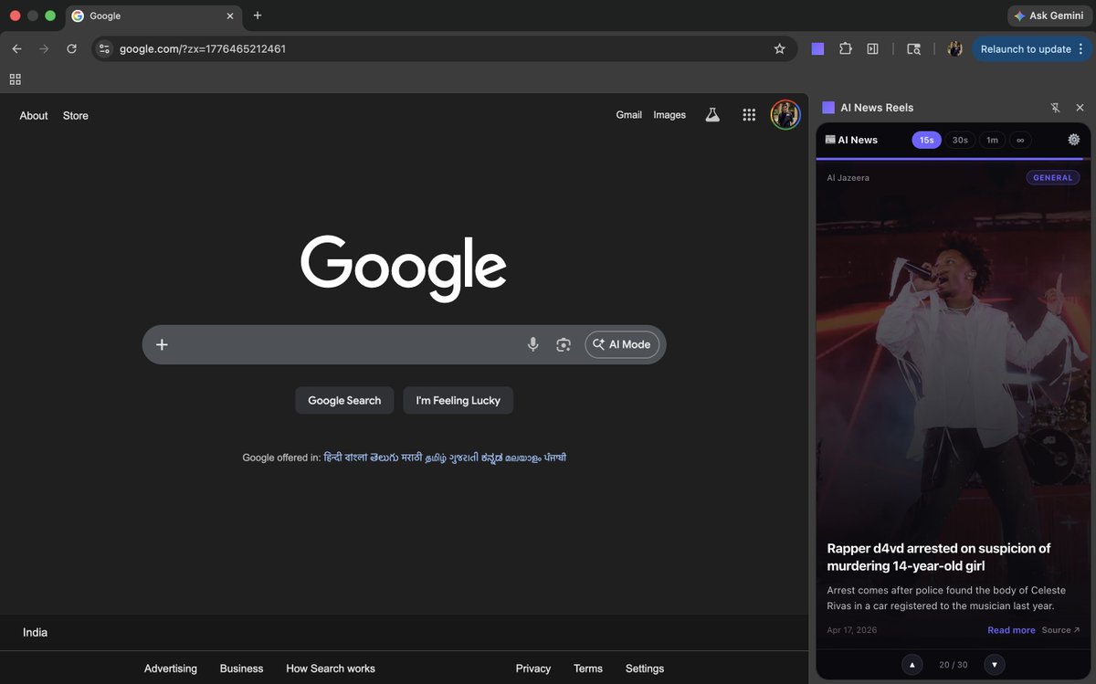 chillipuneer's tweet image. I built an AI that rewrites every news story from scratch.
Only the facts. No framing. No spin.
Chrome extension. Side panel. Auto-scrolls like Reels.
#development #coding #claude #vibecoding