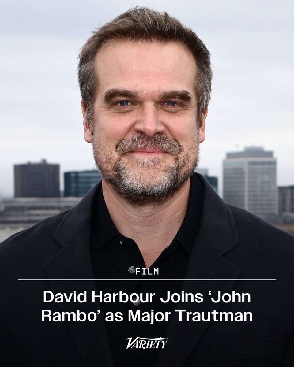 Variety's tweet photo. David Harbour has joined the cast of "John Rambo" as Major Trautman, starring alongside Noah Centineo as John Rambo.

The “John Rambo” story takes place before 1982’s “First Blood,” the Sylvester Stallone movie that started the popular Rambo franchise.

https://t.co/C31eezV5aH https://t.co/x5lJzqjkwg