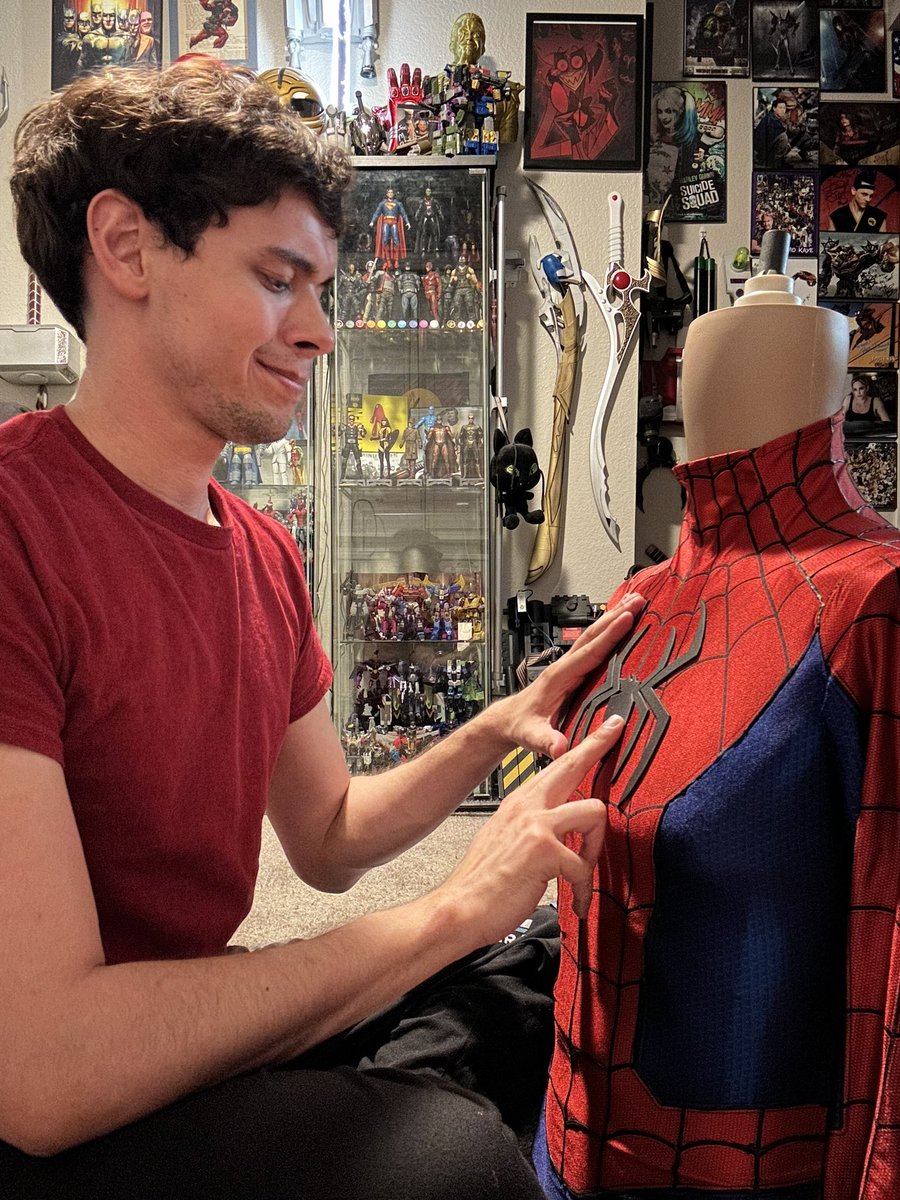 This is just me in a #behindthescenes of me making my #cosplays . In a way kinda sorta feel like I am a real life #peterparker , just siting in my comfy clothes, watching Invincible &amp; or any kind of #superhero show, &amp; my eyes just burning from concentrating on making my #suit .