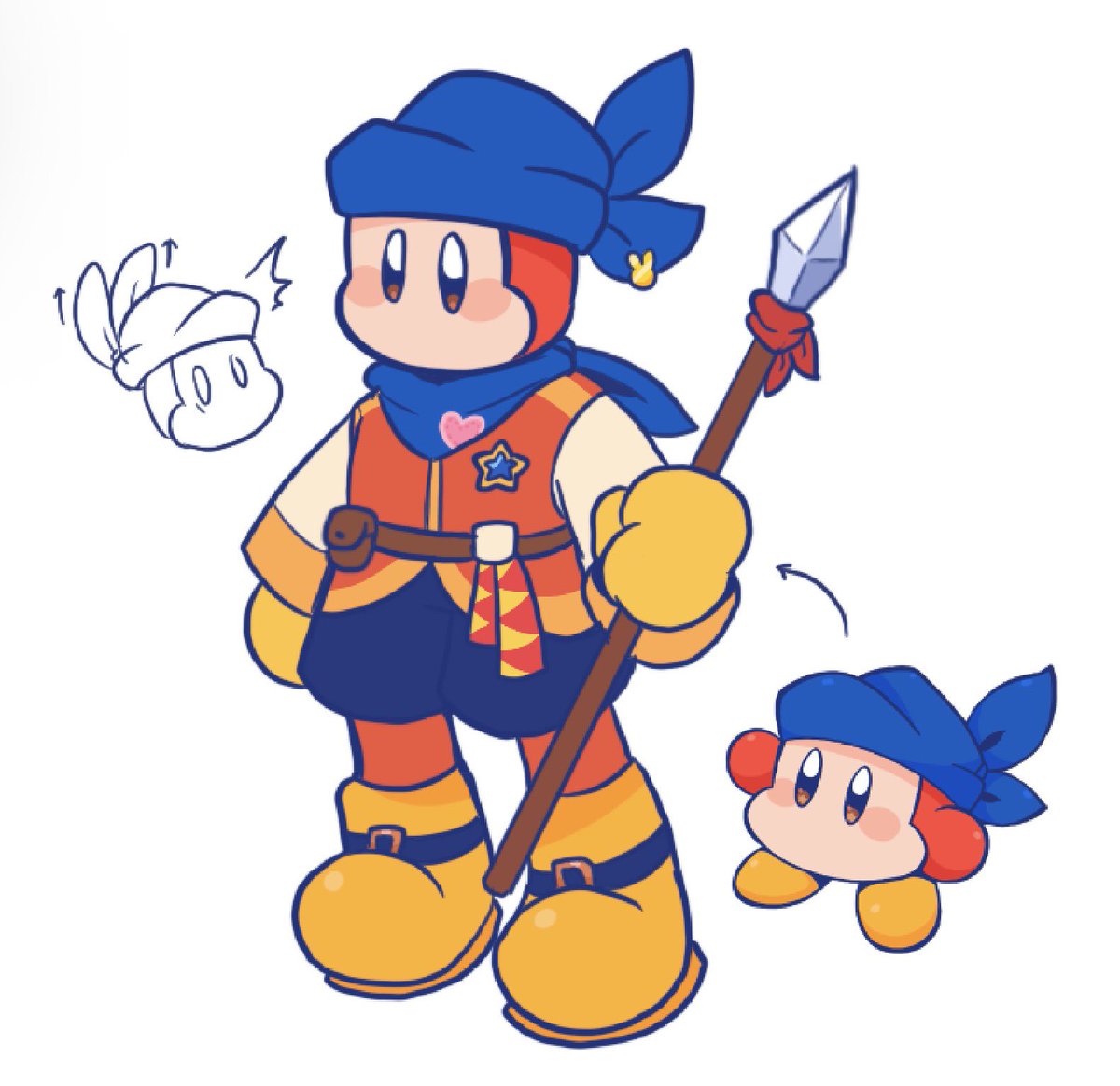 kirbart90's tweet image. #kirby #gijinka redesigned bandee! 🍎
