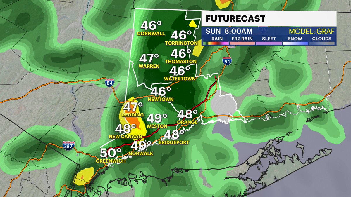 MichelePowersWx's tweet photo. 🚨Cooler temperatures and rain for the weekend in CT.
➡️ @News12CT
➡️ https://t.co/ZtR99TSggR
#ctweather #weekendweather #rain #colder https://t.co/raK8bdnR6o