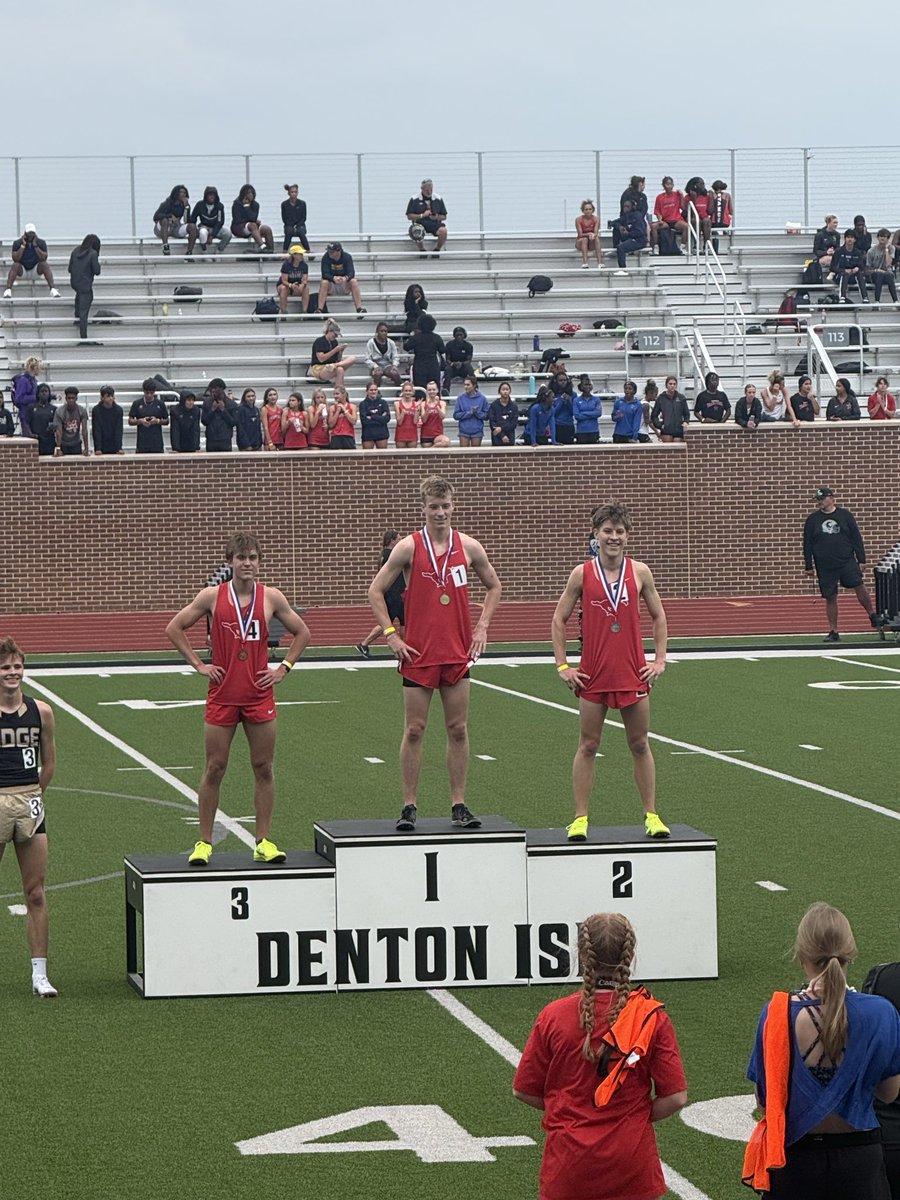 GrapevineTrack's tweet photo. 3 Stangs on the stand! 

Cayson King, Kale Cooper, and Owen Barnett go 🥇 🥈 🥉 in the 800. https://t.co/tSBflgtWIF