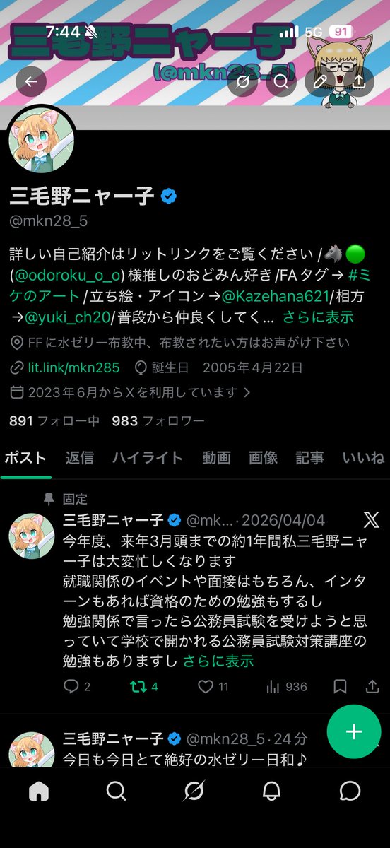 三毛野ニャー子 tweet media