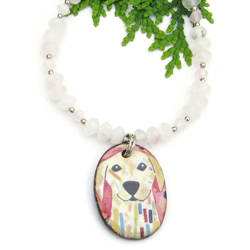 ShadowDogDesign's tweet image. Jewelry for the dog lover: whimsical ceramic dog pendant necklace w/ natural rose quartz gemstones! bit.ly/LoyaltySD via @ShadowDogDesign #MothersDay #SDFTT #DogNecklace