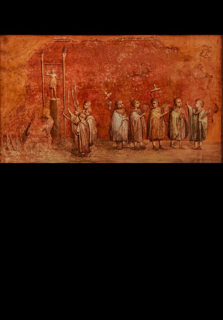 antmoose's tweet image. #FrescoFriday takes us in a procession of #children to pay our respects to the goddess #Diana, in a #fresco from #Ostia now in the #VaticanMuseums. It's from a building with a painted #calendar dating from 209-211 CE. This scene represents #August, when Diana was celebrated.