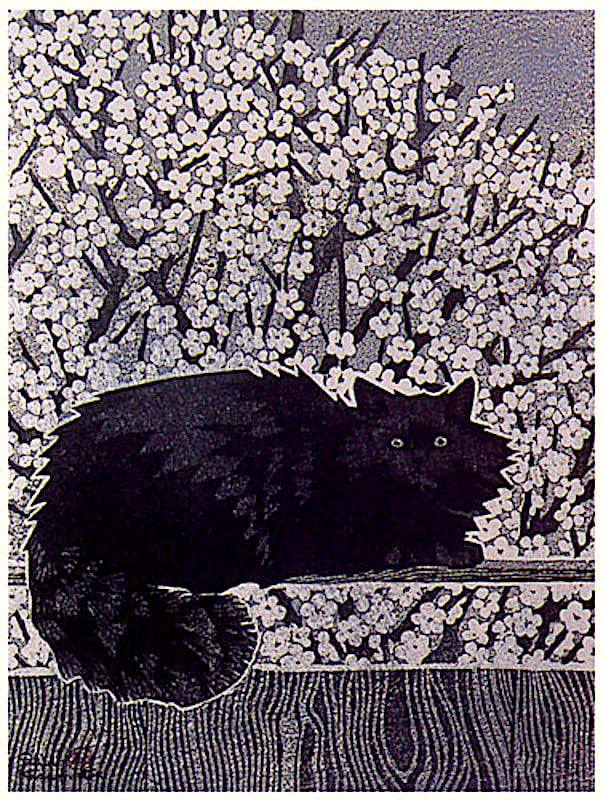 marysia_cc's tweet image. Kasamatsu Shirō (Japanese, 1898-1991) 
Black #Cat , 1957