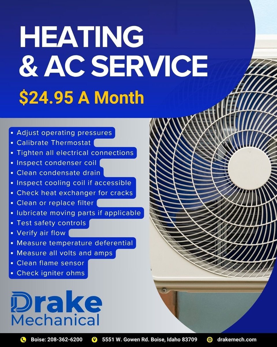 DrakeMechanical's tweet image. Join the Drake Duck Club today! For only $24.95 a month, our HVAC tier covers inspections and preventative maintenance for your home's HVAC systems. Learn more on our website today.

hubs.ly/Q04cBKr90

#HVACtech #coupons