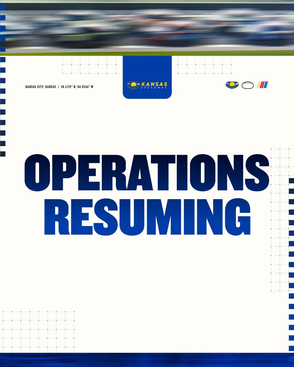 UPDATE: Storms have cleared the Kansas Speedway area, it is safe to exit your shelters.