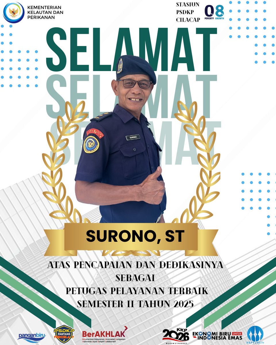 Selamat kepada petugas pelayanan SLO &amp; HPK terbaik Semester II 👏
Dedikasi dan profesionalisme Anda menjadi standar pelayanan prima di PSDKP Cilacap. Terus menginspirasi dan melayani dengan integritas!
#PelayananPrima #SLOHPK #PSDKPCilacap #KKP
