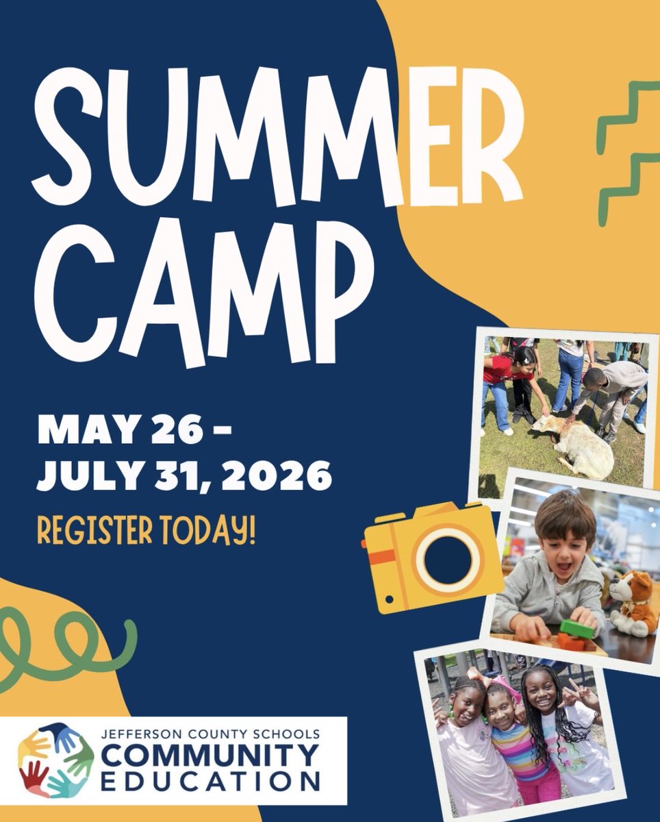 pleasantgrovees's tweet photo. Summer Camp registration is OPEN for Summer 2026! This camp allows students to learn, play, &amp; grow.
Dates: May 26-July 31, 2026 | M-F | 6:30 AM-6:00 PM
Open to Jefferson Co. students ages 5–12.
Register today at https://t.co/lnWarnIBLR or visit https://t.co/BMXPC9YqMt for info. https://t.co/vNHvwyFHkx