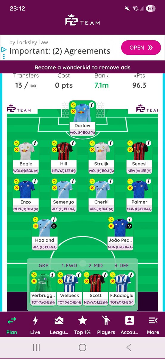 London_innit's tweet photo. @FPL_Brandon @FPL_Brandon hey there, interested in your style of play. So was considering a covar FH along these lines... for context around 150k OR , have a decent 11 for 34 inc 2 Ars, 2 United, Bowen. The alternative is a safer GW33 WC. https://t.co/WCcs5mhOP3