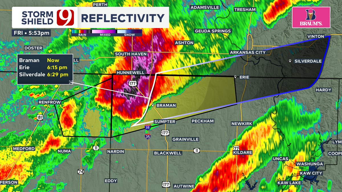 Severe Thunderstorm Warning for Kay county until 6:30 PM. Quarter size ...
