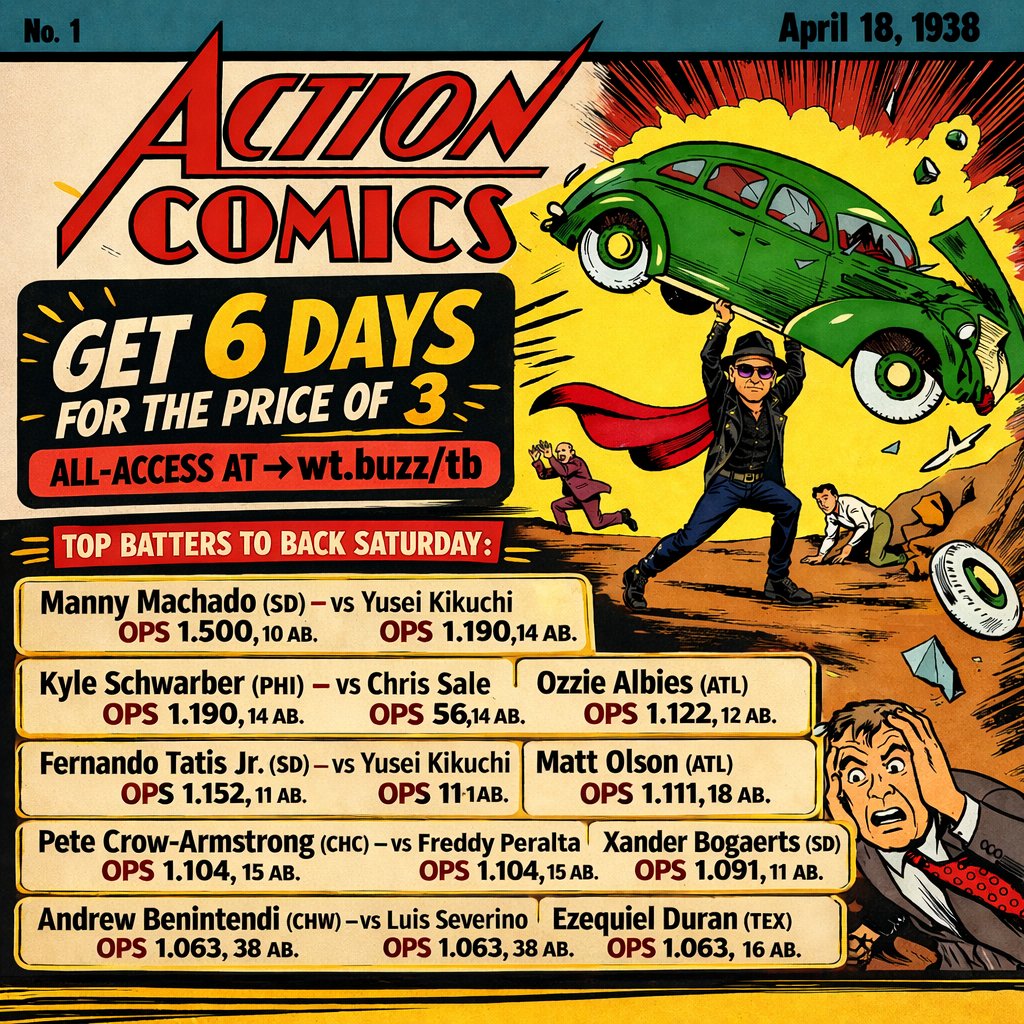 Tokyo_Brandon's tweet image. ⚾Saturday hitters to back in the graphic👇

📅Get 6 days for the price of 3 days all access to my plays at ➡ wagertalk.com/profile/tokyo-…

@wagertalk #actioncomics #marvel #freepicks #mlb #sportsbetting #mlbbetting #Gambling𝕏 #trending