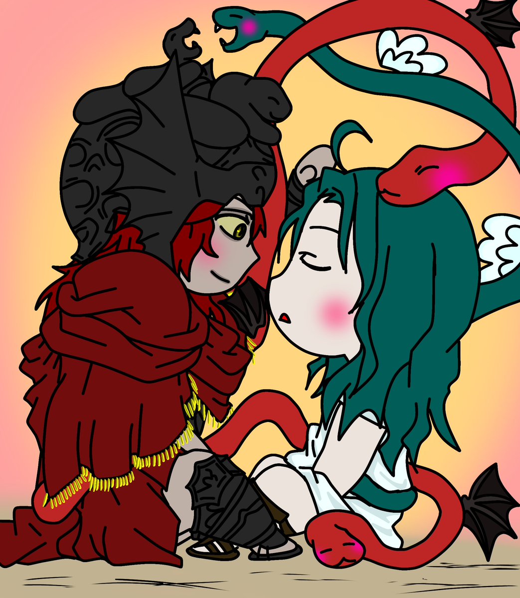 🐍❤️‍🔥『良い子良い子💓 』
💚『……(｡• . •｡)？？』
🐍🐍『🥰🥰』
🐍🪽『ฅ(`ꈊ´ ฅ)』

<a href="/KittenLeons/">✨🐍ＳＥＶＥＮ🐍✨</a>

#メスメル #messmer #エルデンリング #ELDENRING #Messvár #OC #パパメスメル