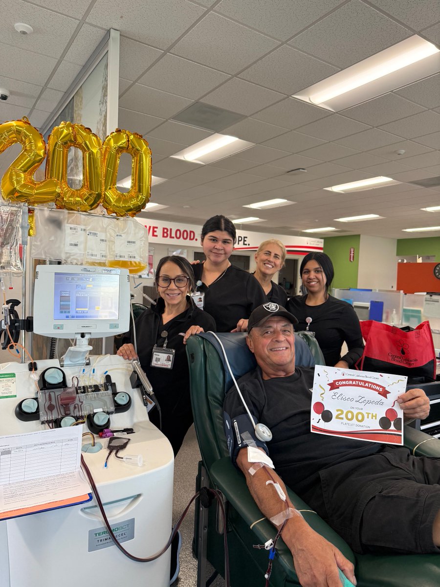 Thank You!! Central California Blood Center @cencabloodcenter and especially my Visalia Blood Center Team/ Family for the surprise gifts and #200 balloons. Today I donated my 201 biweekly Triple Platelet donation, Please Consider Giving The Ultimate Gift, The Gift Of Life! 🙌🏼💪🏼