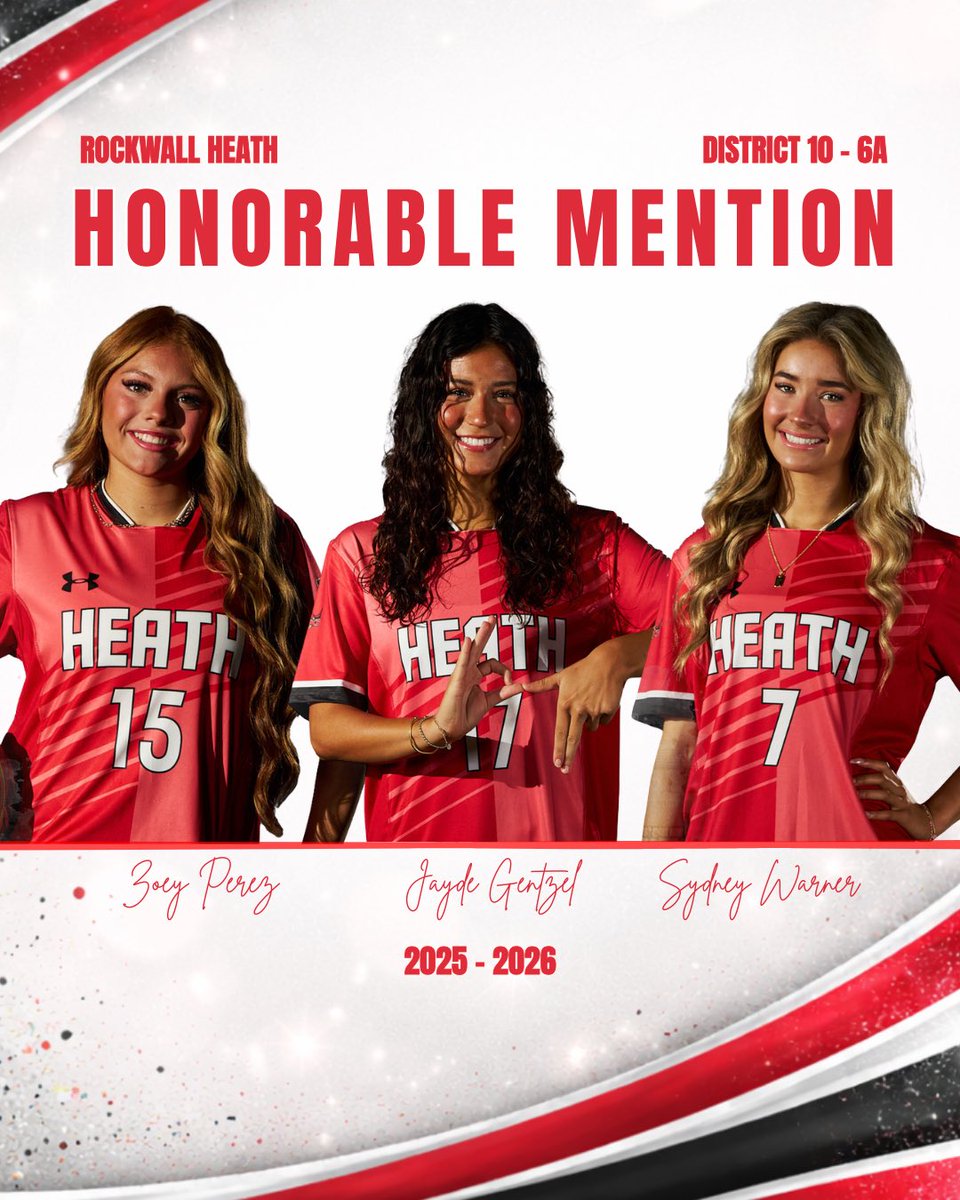 SoccerHeath's tweet photo. DISTRICT 10-6A - HONORABLE MENTION

Congratulations Sydney Warner, Jayde Gentzel, and Zoey Perez👏 https://t.co/6aBgC3x1BU