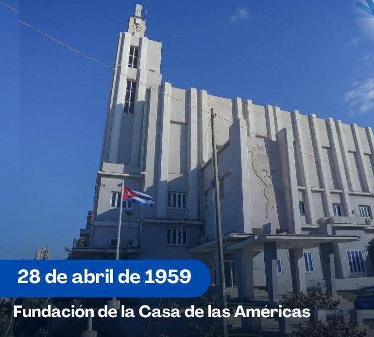🇨🇺 La Casa de las Américas celebra su 67 aniversario.
Fundada cuatro meses después del triunfo de la Revolución de la mano de la Heroína del Moncada, Haydée Santamaría Cuadrado, la Casa es bastión esencial de la cultura de #NuestraAmérica. Es “la Casa de todos”

¡Felicidades!👏