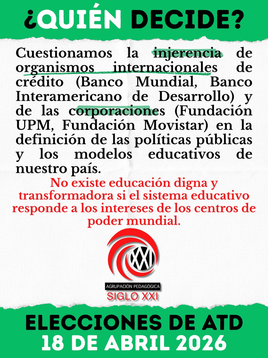 Más de 20 años bregando por una Educación Pública estatal, autónoma y cogobernada. Un colectivo ajeno a cualquier compromiso político-partidario.

Mañana, sumate vos también.

#ATD2026 
#ATDSecundaria 
#AsambleaTécnicoDocente