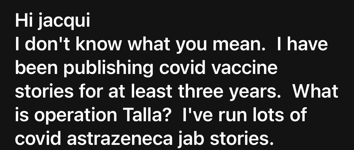 JacquiDeevoy1's tweet photo. My conversation this evening with an editor at a mainstream newspaper… https://t.co/j3DRE1HZrk