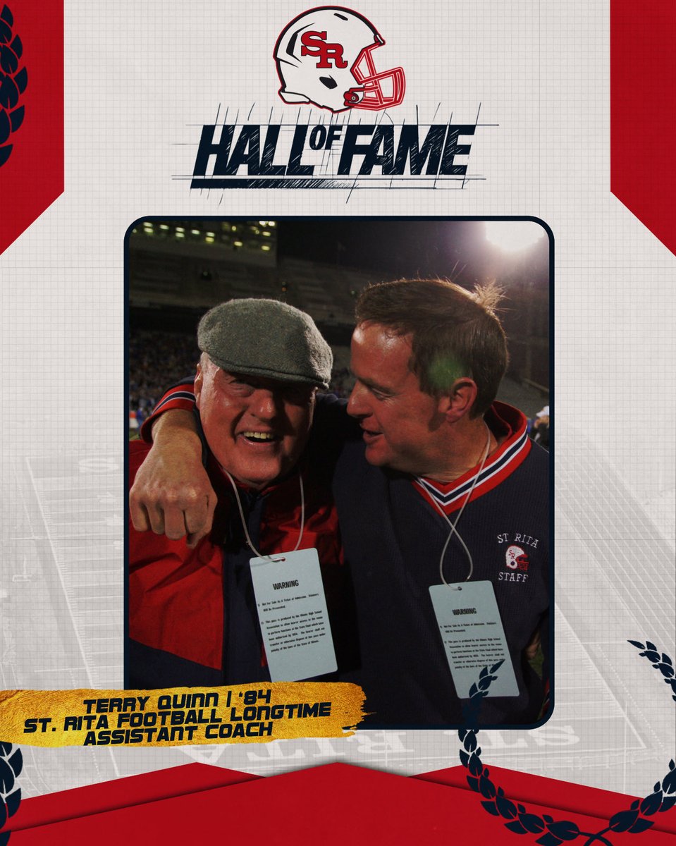 StRitaFootball's tweet photo. Congrats to Terry Quinn ‘84 on his induction into the St. Rita Hall of Fame.
A lifelong Mustang, Coach Quinn’s impact on St. Rita goes far beyond the field—shaping generations of young men and continuing to give back as a member of the Varsity staff today. #TQ #MustangLegacy https://t.co/xvuPaJMtrJ
