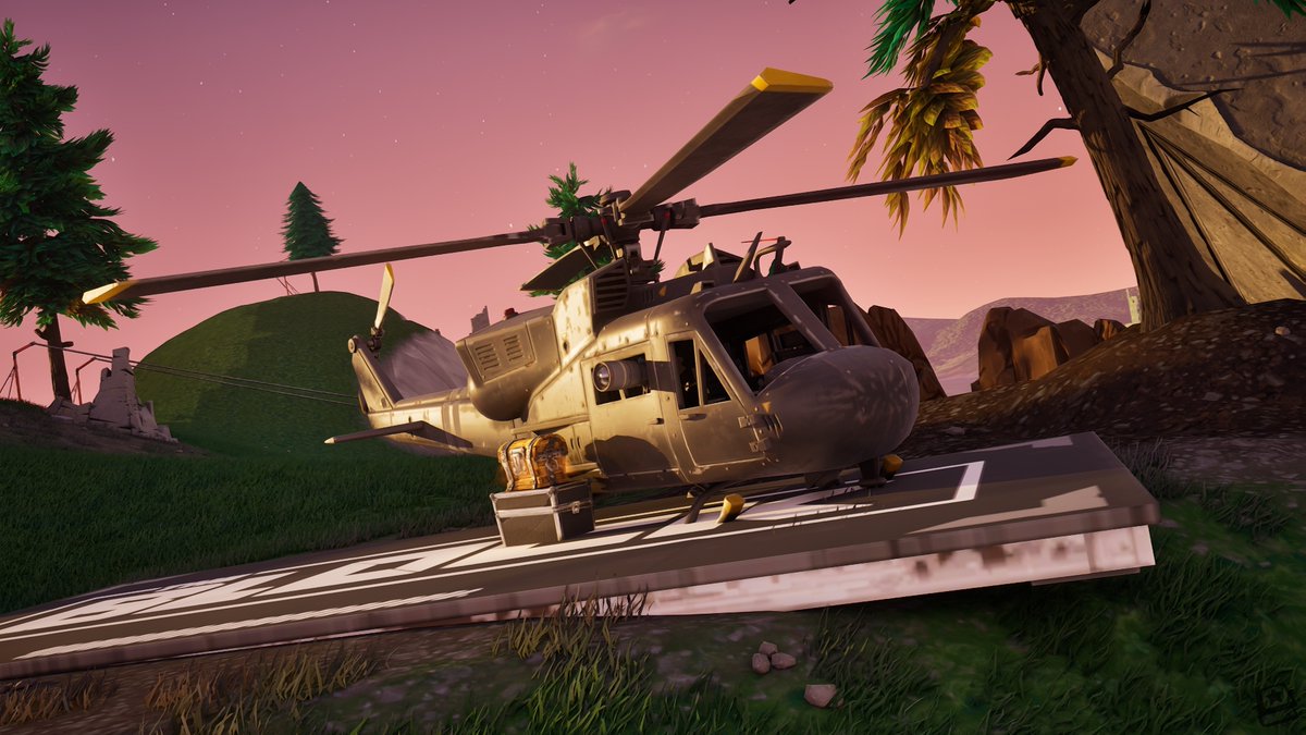 FN_Assist's tweet image. Update #10 on the #Fortnite OG Black Helicopter! 🚁

It's now arrived at the tenth stop, at The Block, surveying Loot Lake below. 🔭