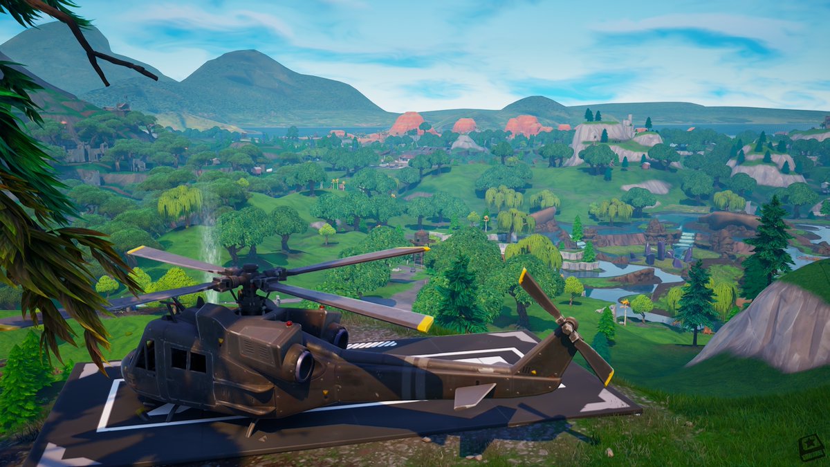 FN_Assist's tweet image. Update #10 on the #Fortnite OG Black Helicopter! 🚁

It's now arrived at the tenth stop, at The Block, surveying Loot Lake below. 🔭