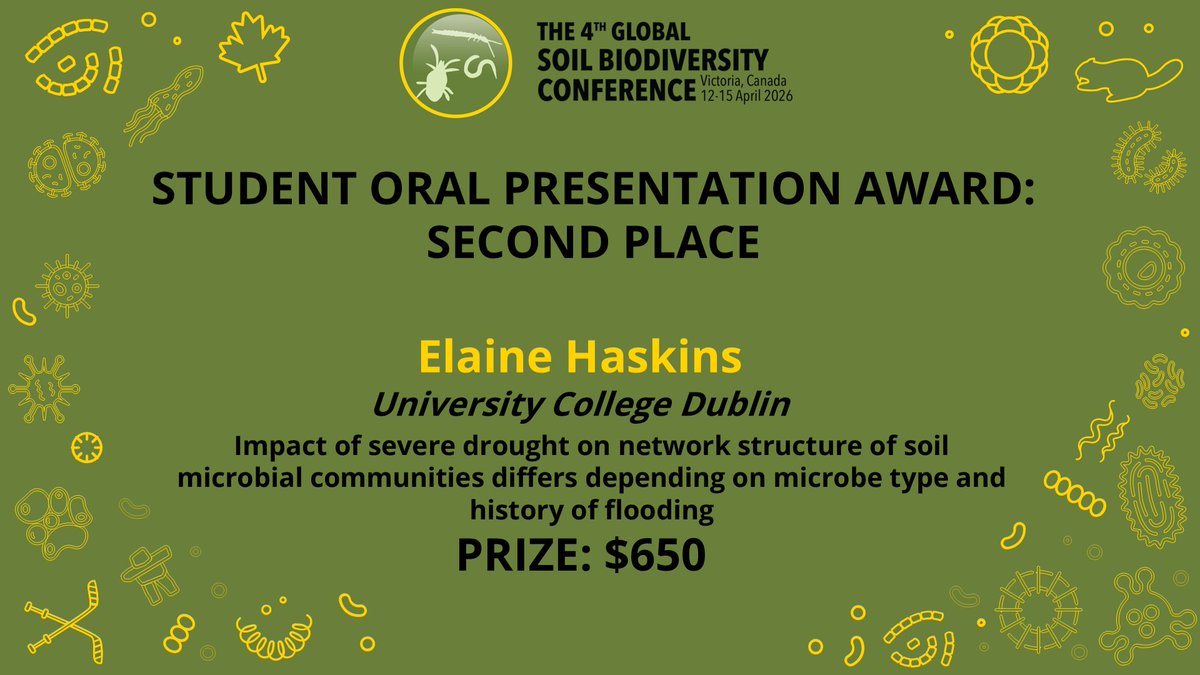 gsbc2026's tweet photo. 🏆 Oral Presentation Awards sponsored by Elsevier @Sciencedirect @Pedo_Biologia @SoilBiolBiochem @Geoderma_Jrnl @GeodermaR @EJSOBI https://t.co/EJZZlqXAvn