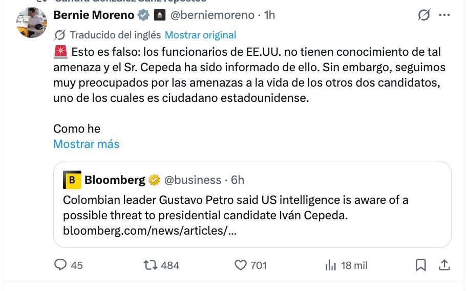 Ve <a href="/petrogustavo/">Gustavo Petro</a> el senador <a href="/berniemoreno/">Bernie Moreno</a> te desmiente.