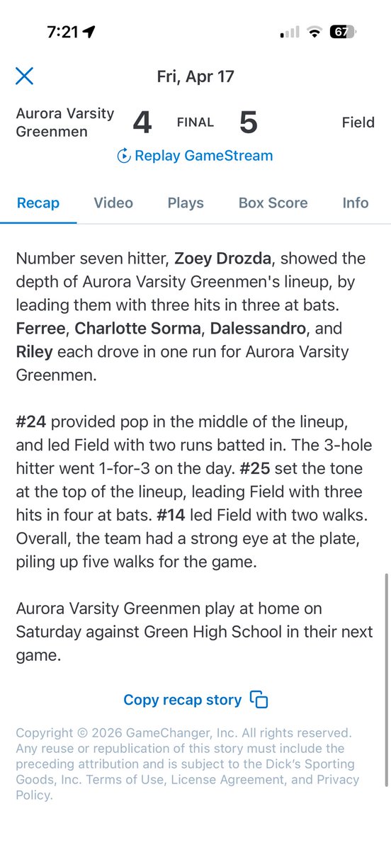 Aurora Softball tweet media