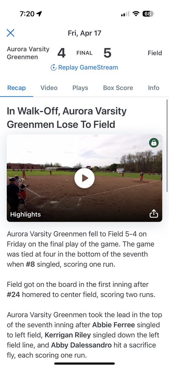 Aurora Softball tweet media