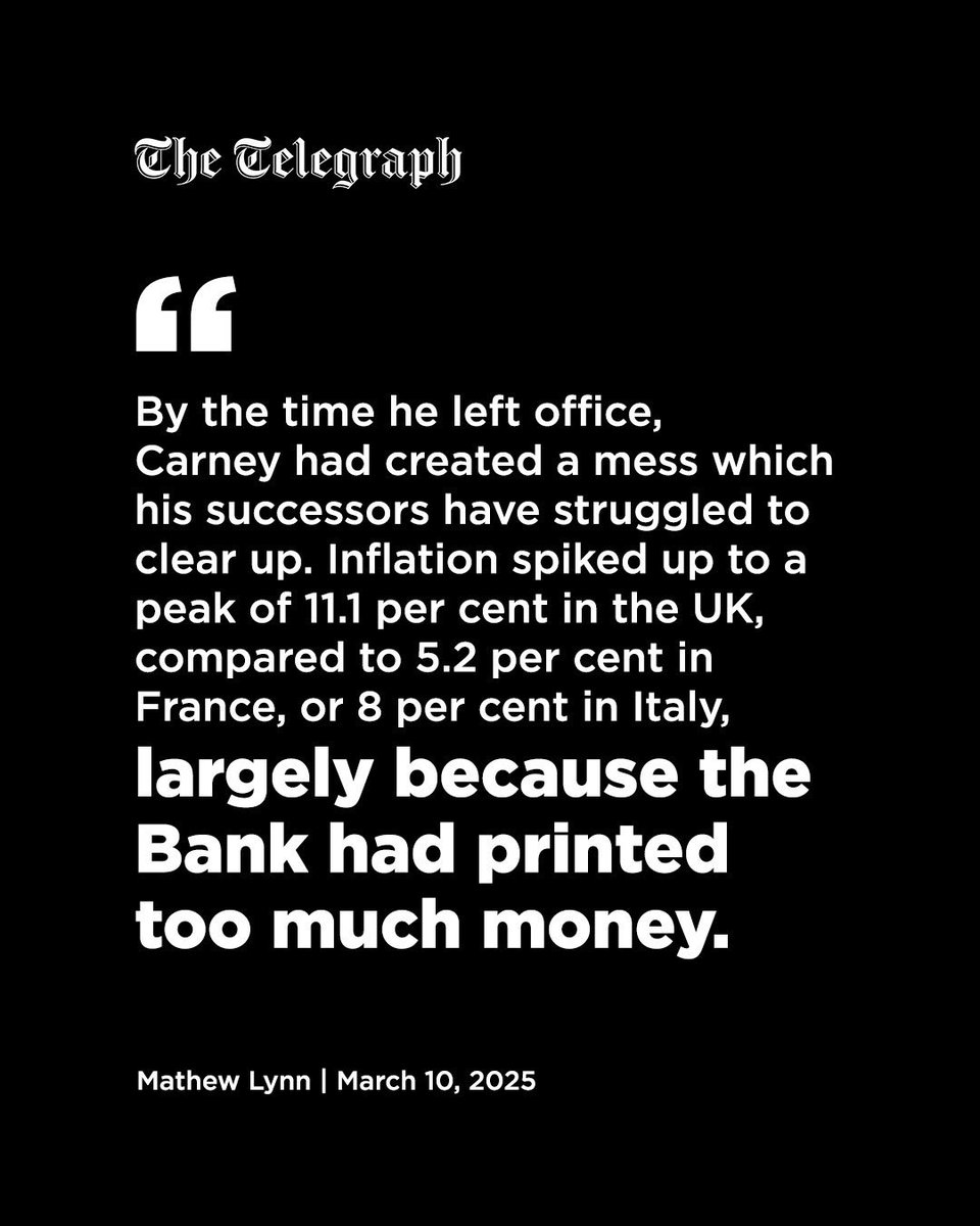 The British have never fully recovered from the economic damage Carney left them. 

Double digit inflation followed in his wake.

Now it’s Canada’s turn.