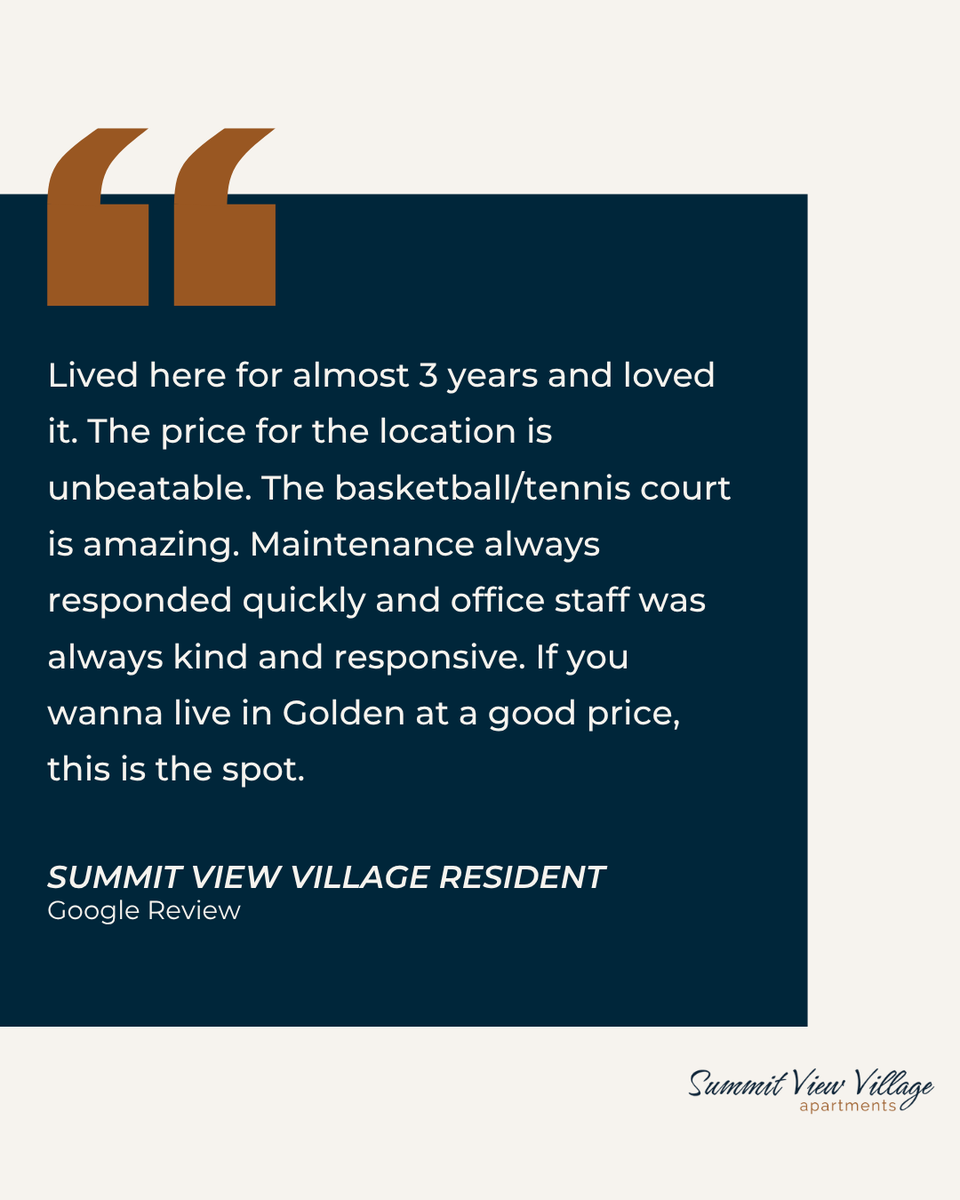 SummitViewVilla's tweet photo. Thank you for leaving such kind words about our community! We’re happy that you call Summit View Village home! 🏡 https://t.co/aRZfJzmHEq
