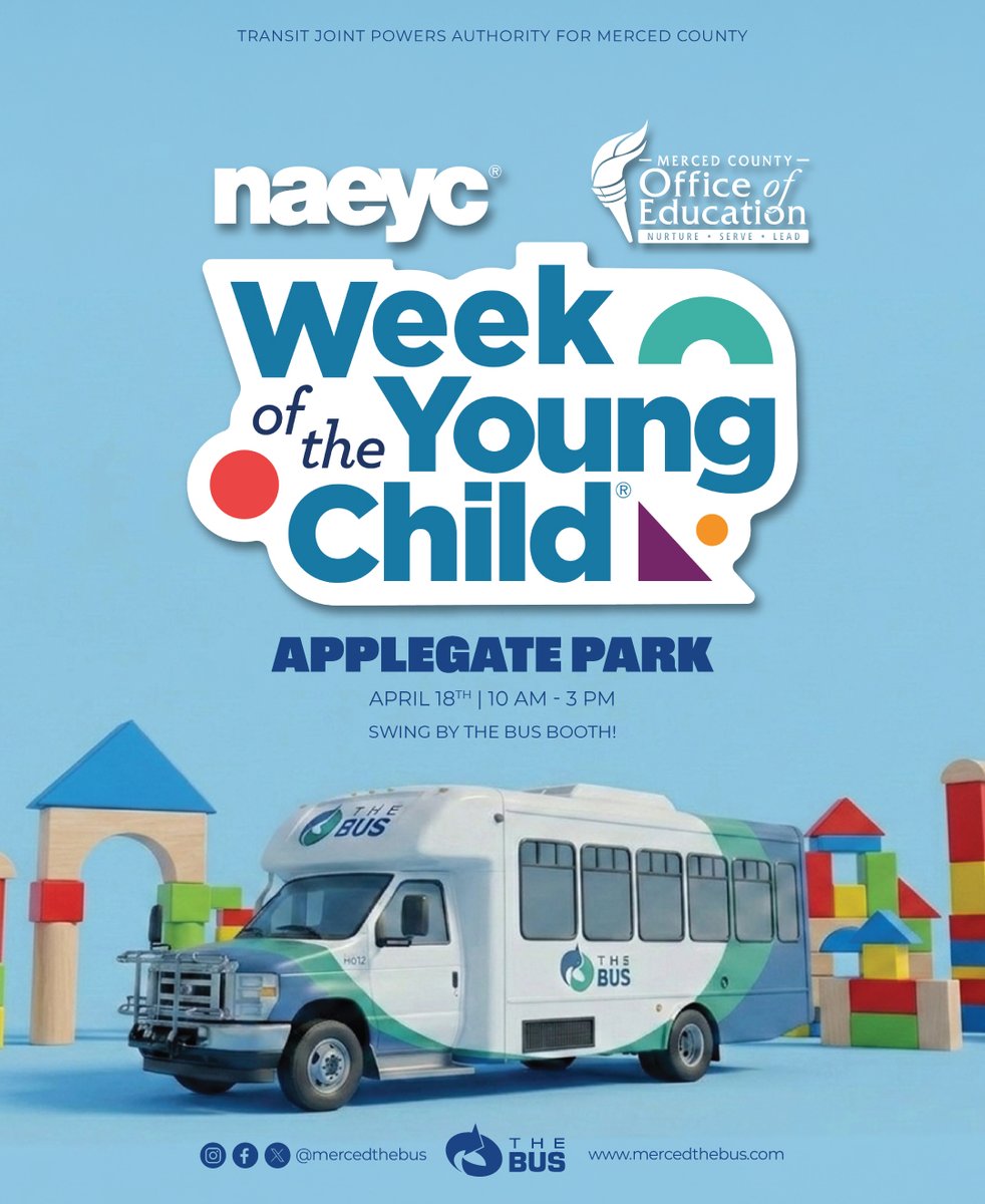 mercedthebus's tweet photo. 🌟 Week of the Young Child at Applegate Park (10AM–3PM)!

Stop by The Bus booth for transit info + discounted &amp; FREE ride options for your family 🚌✨

Easy, affordable, family-friendly travel starts here.

#WOYC26 #WeekOfTheYoungChild #ridethebus https://t.co/us1Q6SEn0b
