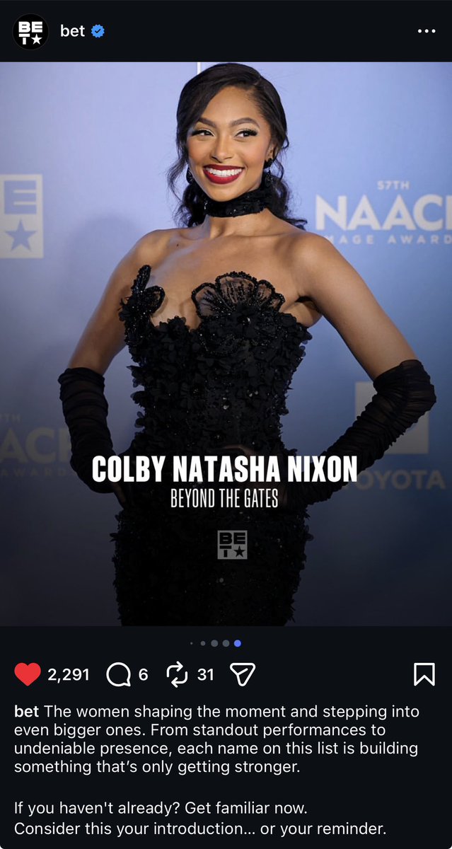 sameolegal's tweet image. BET highlighting Colby as a woman to watch. Oh, this queen 🥰☺️ #BeyondTheGates