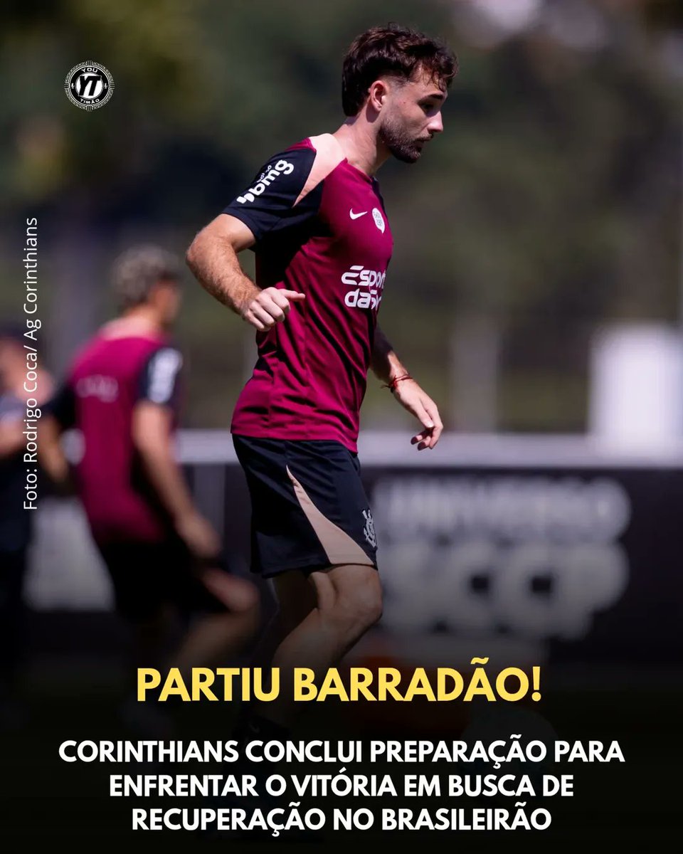 O Corinthians enfrenta o Vitória neste sábado (18), às 20h, no Barradão, em Salvador, pela 12ª rodada do Campeonato Brasileiro. A equipe alvinegra busca sua terceira vitória na competição.

A preparação foi encerrada na manhã de sexta-feira (17), no CT Dr. Joaquim Grava. O elenco