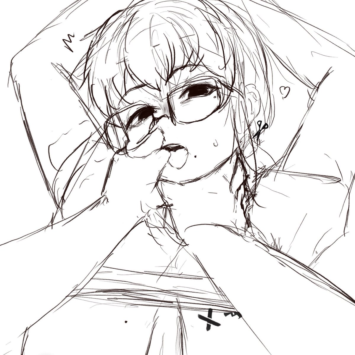 ほっぺに押し付けたり口に指を入れたりするの描くの好きなんだ...😈 