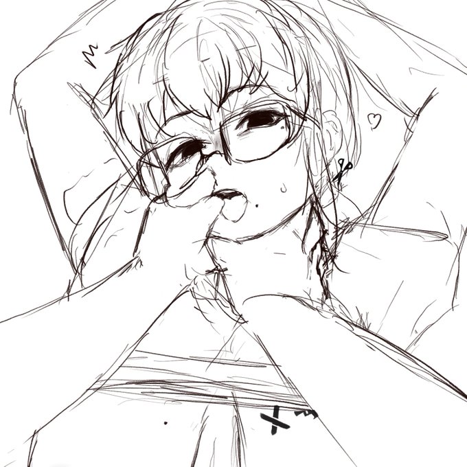 ほっぺに押し付けたり口に指を入れたりするの描くの好きなんだ...😈 