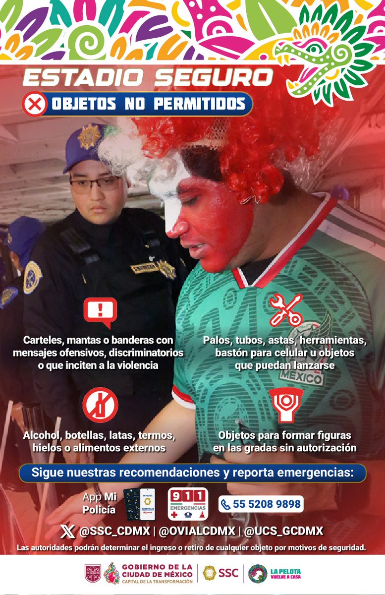 SSC_CDMX's tweet image. #LaPelotaVuelveACasa l ¿Vas a asistir al partido de leyendas #México 🇲🇽 vs #Brasil 🇧🇷?

Conoce los objetos permitidos ✅ y no permitidos ❌ que puedes ingresar al #EstadioCiudadDeMéxico para que tu ingreso sea ágil y sin contratiempos este domingo 19 de abril. ⚽️🥅